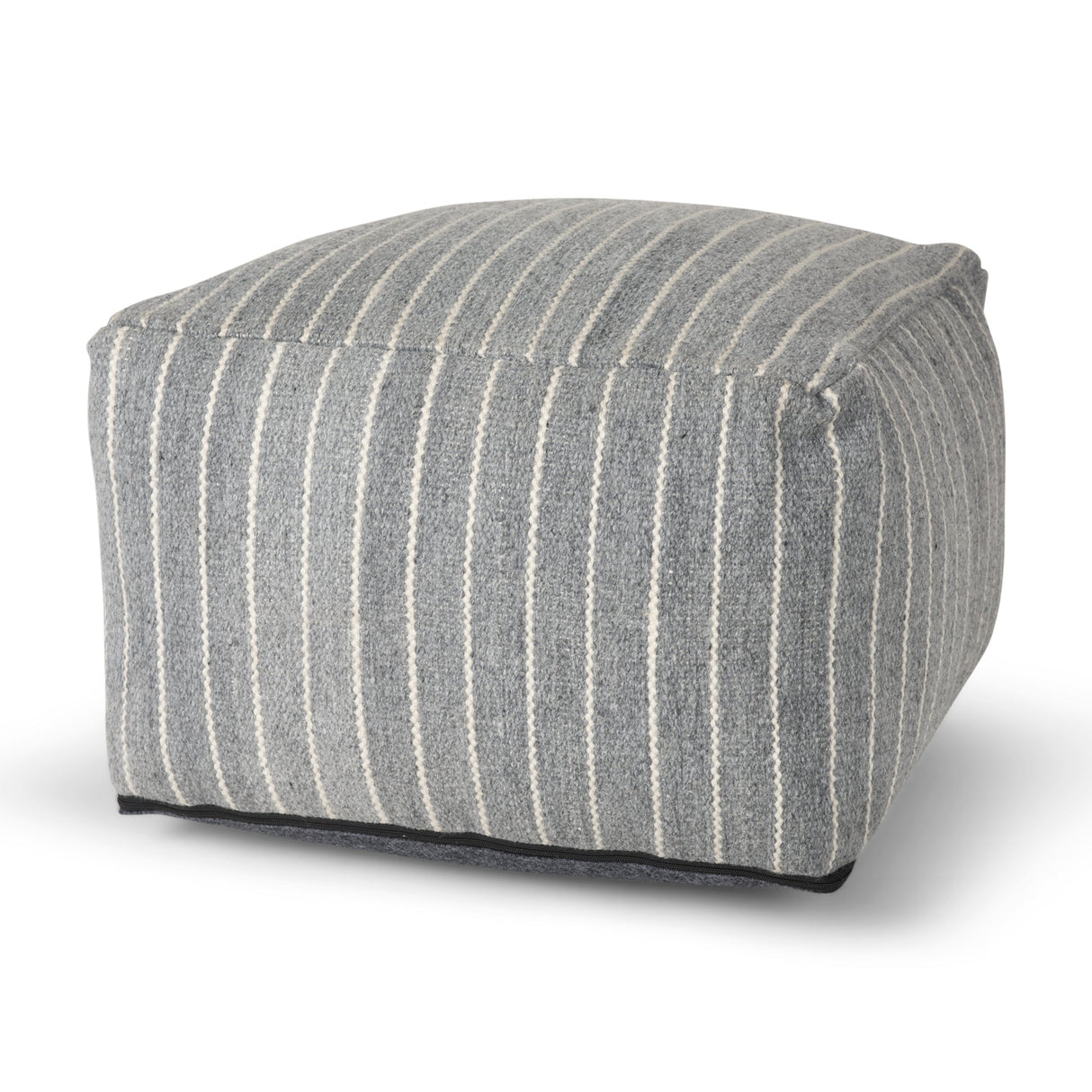 Kensie Large Blue Striped Pouf by Mercana at Eve Furniture