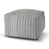 Kensie Large Blue Striped Pouf by Mercana at Eve Furniture