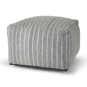 Kensie Large Blue Striped Pouf by Mercana at Eve Furniture