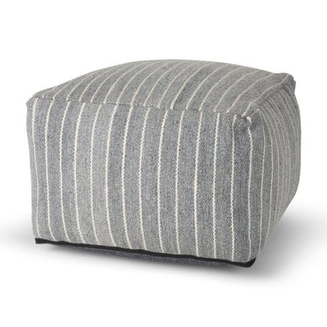 Kensie Large Blue Striped Pouf by Mercana at Eve Furniture