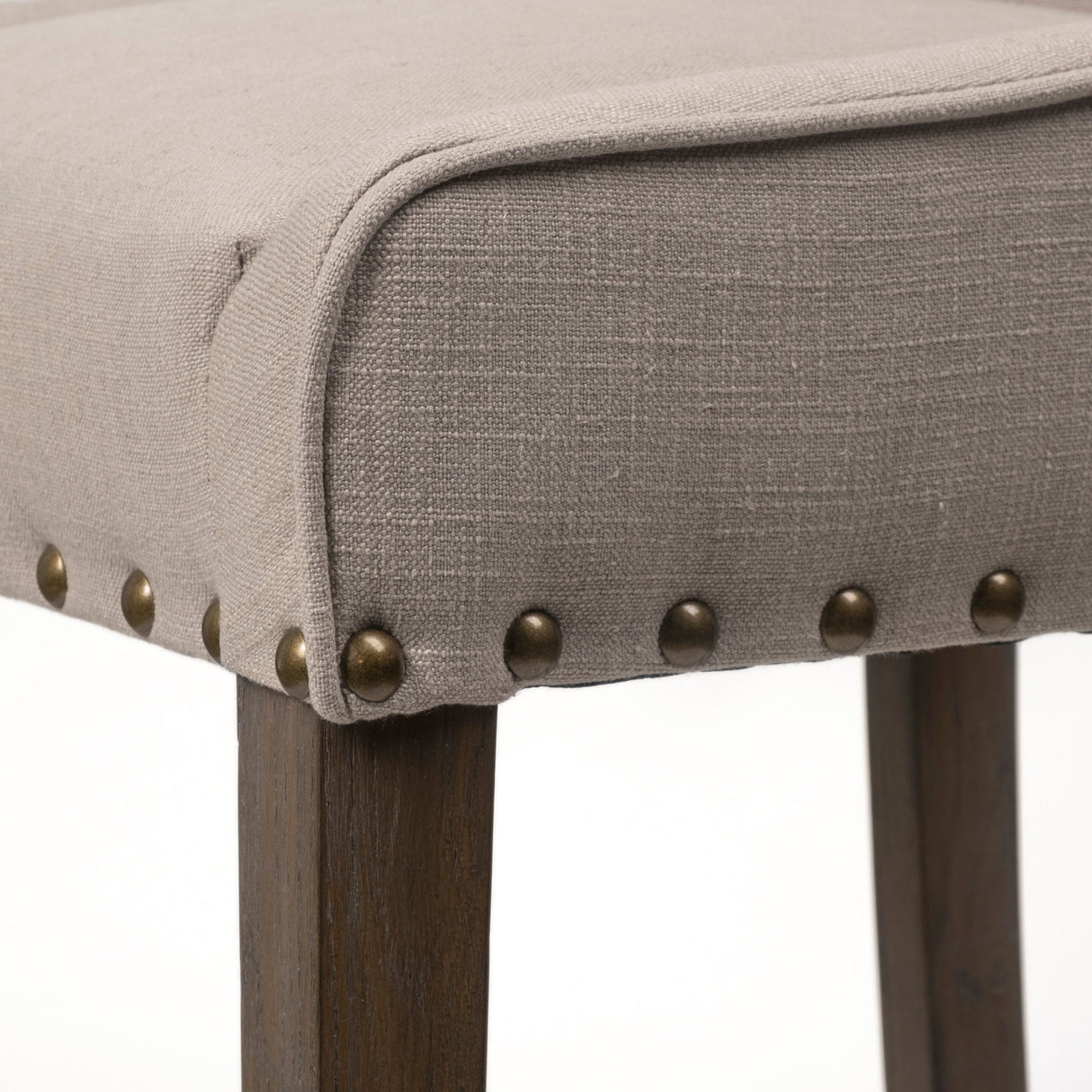 Kensington 27.5" Seat Height Beige Fabric Seat Brown Wood Frame Counter Stool by Mercana at Eve Furniture
