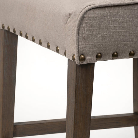 Kensington Beige Fabric Seat Brown Wood Frame Counter Stool by Mercana at Eve Furniture
