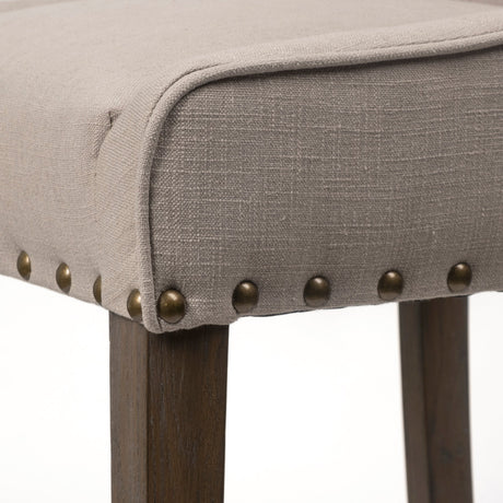 Kensington Beige Fabric Seat Brown Wood Frame Counter Stool by Mercana at Eve Furniture