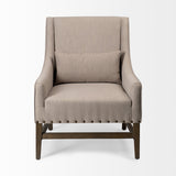 Kensington Beige Linen Fabric and Wood Accent Chair by Mercana at Eve Furniture