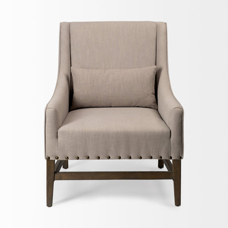 Kensington Beige Linen Fabric and Wood Accent Chair by Mercana at Eve Furniture