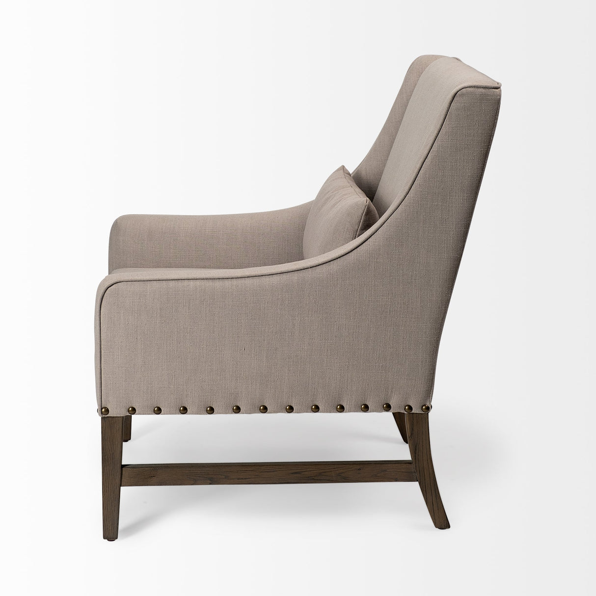 Kensington Beige Linen Fabric and Wood Accent Chair by Mercana at Eve Furniture