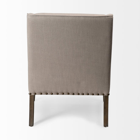 Kensington Beige Linen Fabric and Wood Accent Chair by Mercana at Eve Furniture