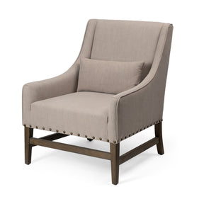 Kensington Beige Linen Fabric and Wood Accent Chair by Mercana at Eve Furniture