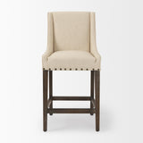 Kensington Cream Fabric Seat Brown Wood Frame Counter Stool by Mercana at Eve Furniture