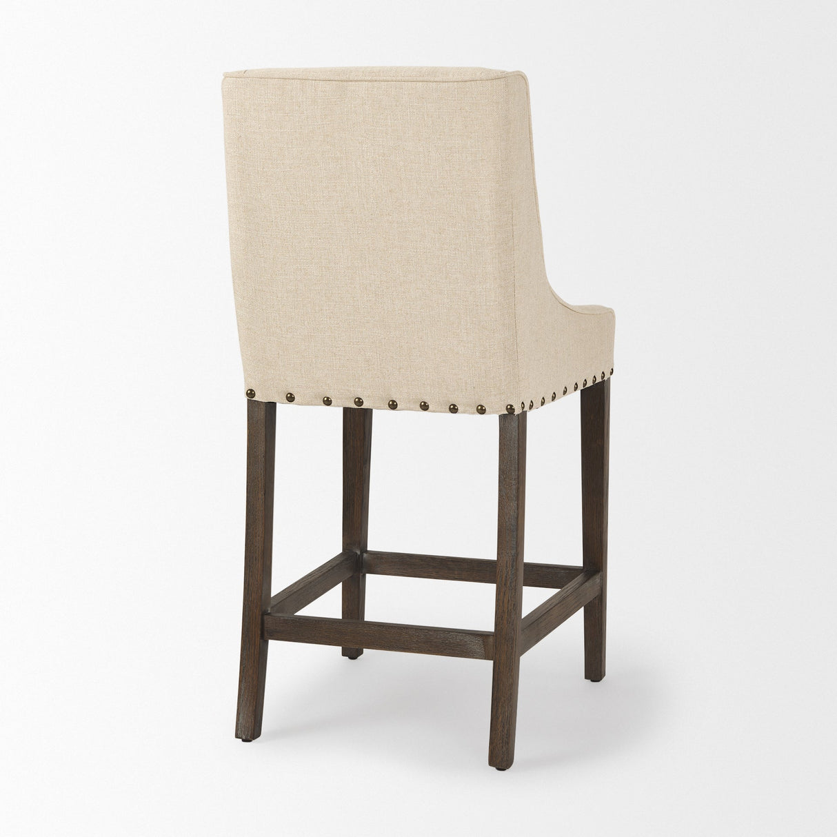 Kensington Cream Fabric Seat Brown Wood Frame Counter Stool by Mercana at Eve Furniture