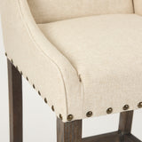 Kensington Cream Fabric Seat Brown Wood Frame Counter Stool by Mercana at Eve Furniture