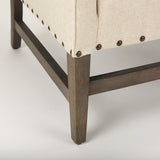 Kensington Cream Linen Fabric and Wood Accent Chair by Mercana at Eve Furniture