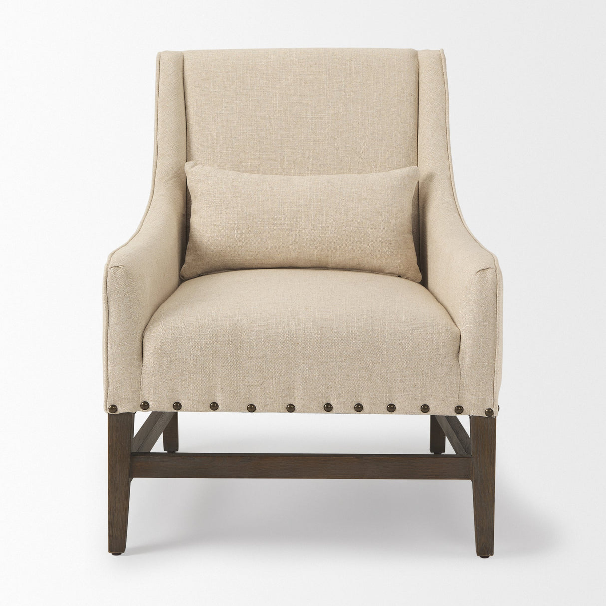Kensington Cream Linen Fabric and Wood Accent Chair by Mercana at Eve Furniture