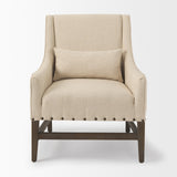Kensington Cream Linen Fabric and Wood Accent Chair by Mercana at Eve Furniture