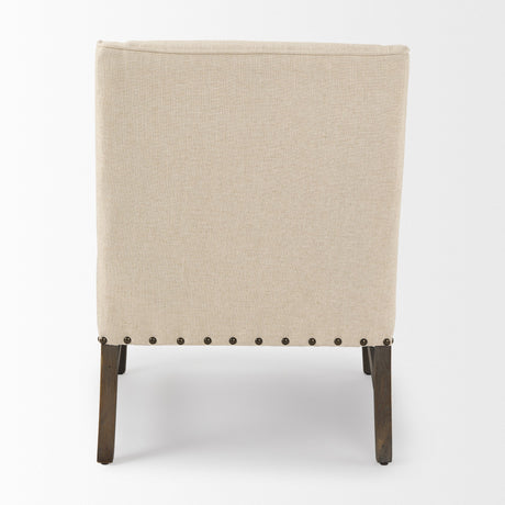 Kensington Cream Linen Fabric and Wood Accent Chair by Mercana at Eve Furniture