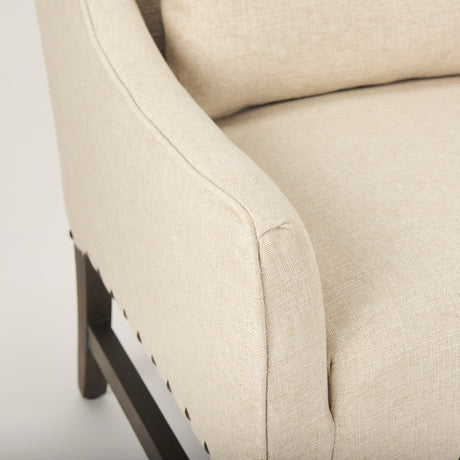 Kensington Cream Linen Fabric and Wood Accent Chair by Mercana at Eve Furniture