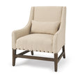 Kensington Cream Linen Fabric and Wood Accent Chair by Mercana at Eve Furniture