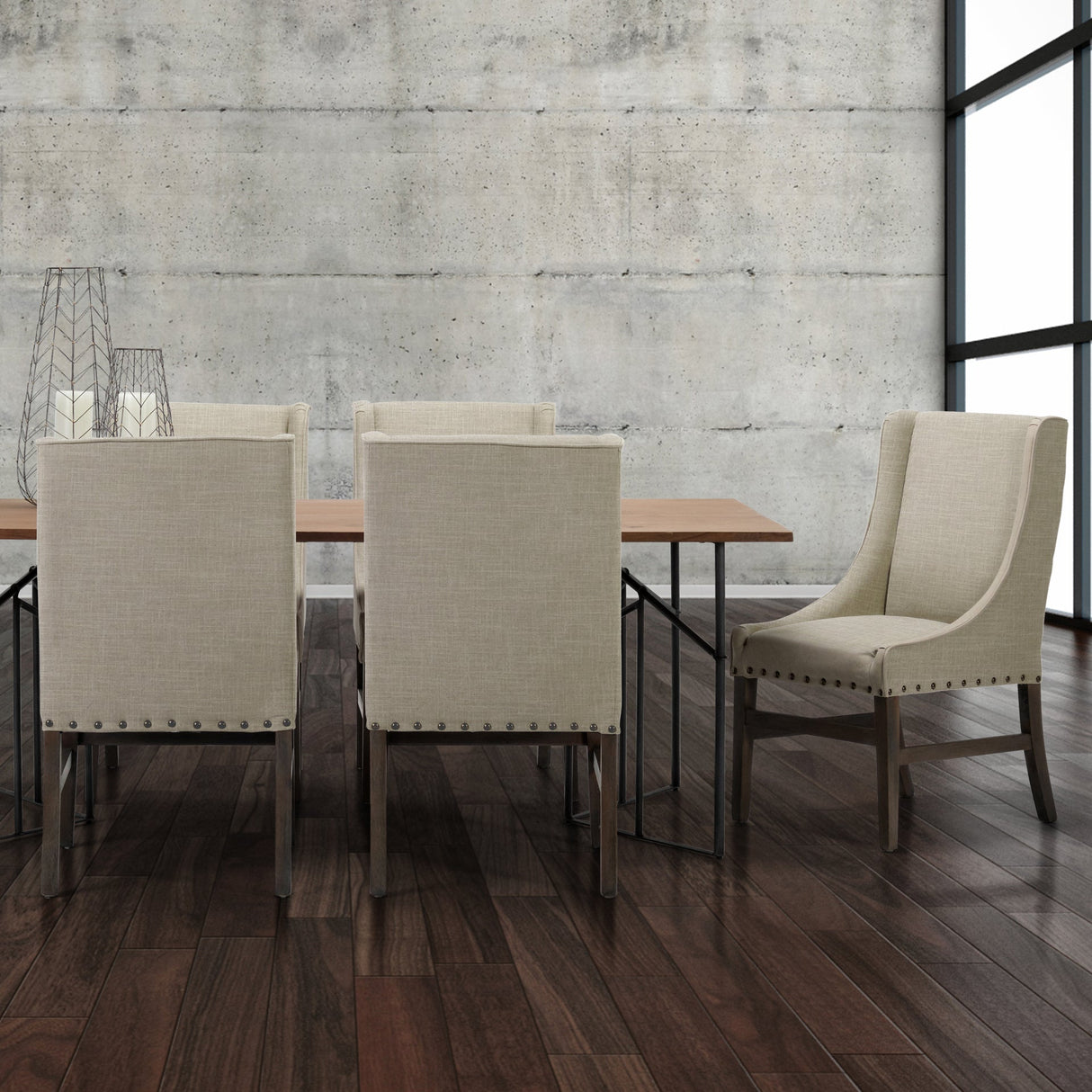 Kensington I Beige Fabric and Solid Wood Dining Chair by Mercana at Eve Furniture