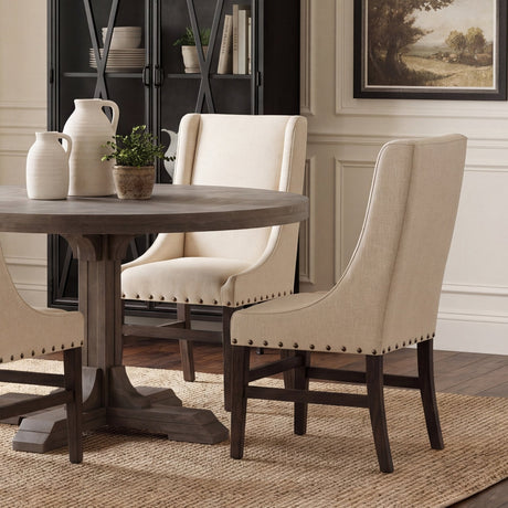 Kensington I Cream Fabric and Solid Wood Dining Chair by Mercana at Eve Furniture