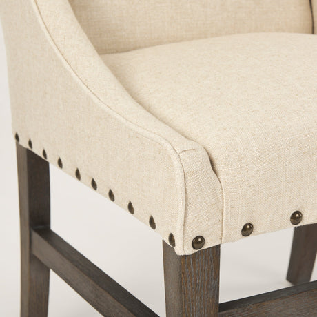 Kensington I Cream Fabric and Solid Wood Dining Chair by Mercana at Eve Furniture