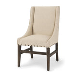 Kensington I Cream Fabric and Solid Wood Dining Chair by Mercana at Eve Furniture
