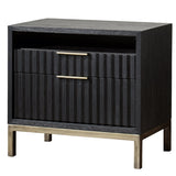 Kentfield Black Drifted Oak Solid Wood Two Drawer Nightstand by Modus Furniture at Eve Furniture