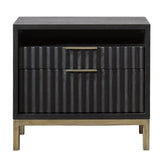 Kentfield Black Drifted Oak Solid Wood Two Drawer Nightstand by Modus Furniture at Eve Furniture