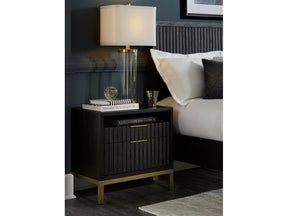 Kentfield Black Drifted Oak Solid Wood Two Drawer Nightstand by Modus Furniture at Eve Furniture