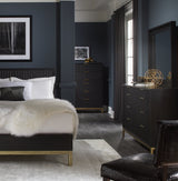 Kentfield Solid Wood Beveled Glass Mirror in Black Drifted Oak by Modus Furniture at Eve Furniture