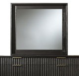 Kentfield Solid Wood Beveled Glass Mirror in Black Drifted Oak by Modus Furniture at Eve Furniture