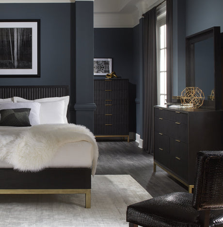 Kentfield Solid Wood Beveled Glass Mirror in Black Drifted Oak by Modus Furniture at Eve Furniture