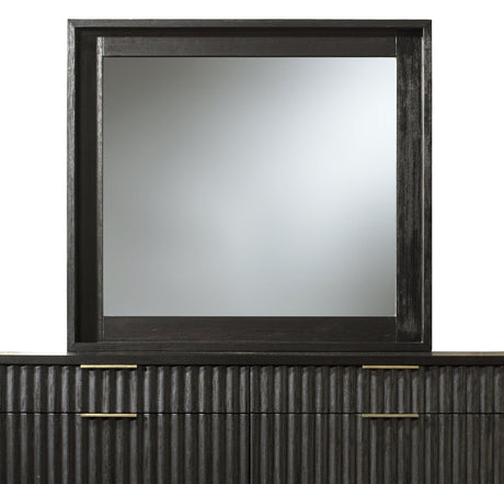 Kentfield Solid Wood Beveled Glass Mirror in Black Drifted Oak by Modus Furniture at Eve Furniture