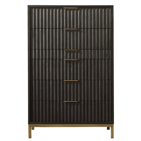 Kentfield Solid Wood Six Drawer Chest in Black Drifted Oak by Modus Furniture at Eve Furniture