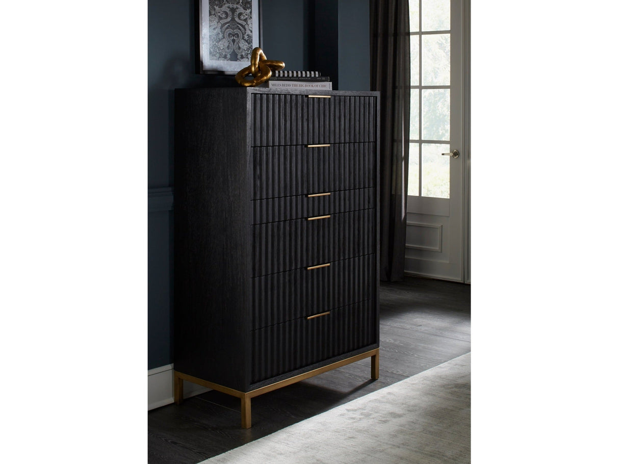 Kentfield Solid Wood Six Drawer Chest in Black Drifted Oak by Modus Furniture at Eve Furniture