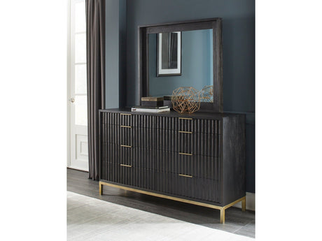 Kentifield Solid Wood Eight Drawer Dresser in Black Drifted Oak by Modus Furniture at Eve Furniture