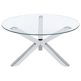 Kenzie Chrome 2-Piece Round Coffee and End Table Set by Coaster at Eve Furniture