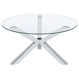 Kenzie Chrome 2-Piece Round Coffee and End Table Set by Coaster at Eve Furniture