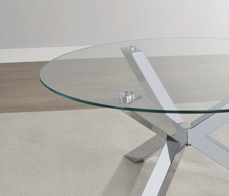 Kenzie Chrome 2-Piece Round Coffee and End Table Set by Coaster at Eve Furniture