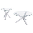 Kenzie Chrome 2-Piece Round Coffee and End Table Set by Coaster at Eve Furniture