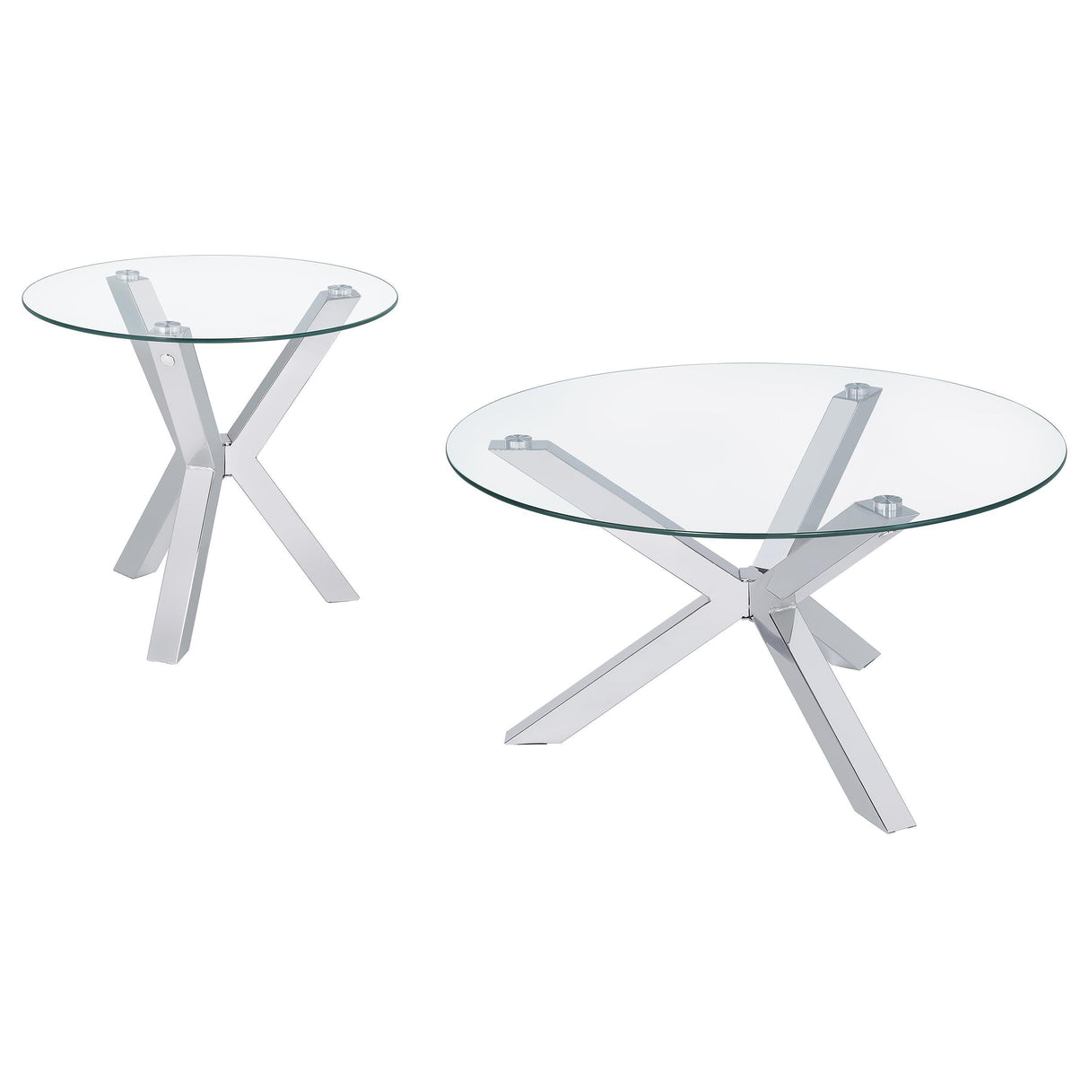 Kenzie Chrome 2-Piece Round Coffee and End Table Set by Coaster at Eve Furniture