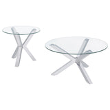 Kenzie Chrome 2-Piece Round Coffee and End Table Set by Coaster at Eve Furniture