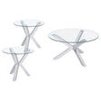 Kenzie Chrome 3-Piece Round Coffee and End Table Set by Coaster at Eve Furniture