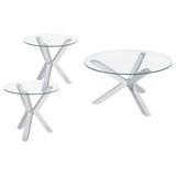 Kenzie Chrome 3-Piece Round Coffee and End Table Set by Coaster at Eve Furniture