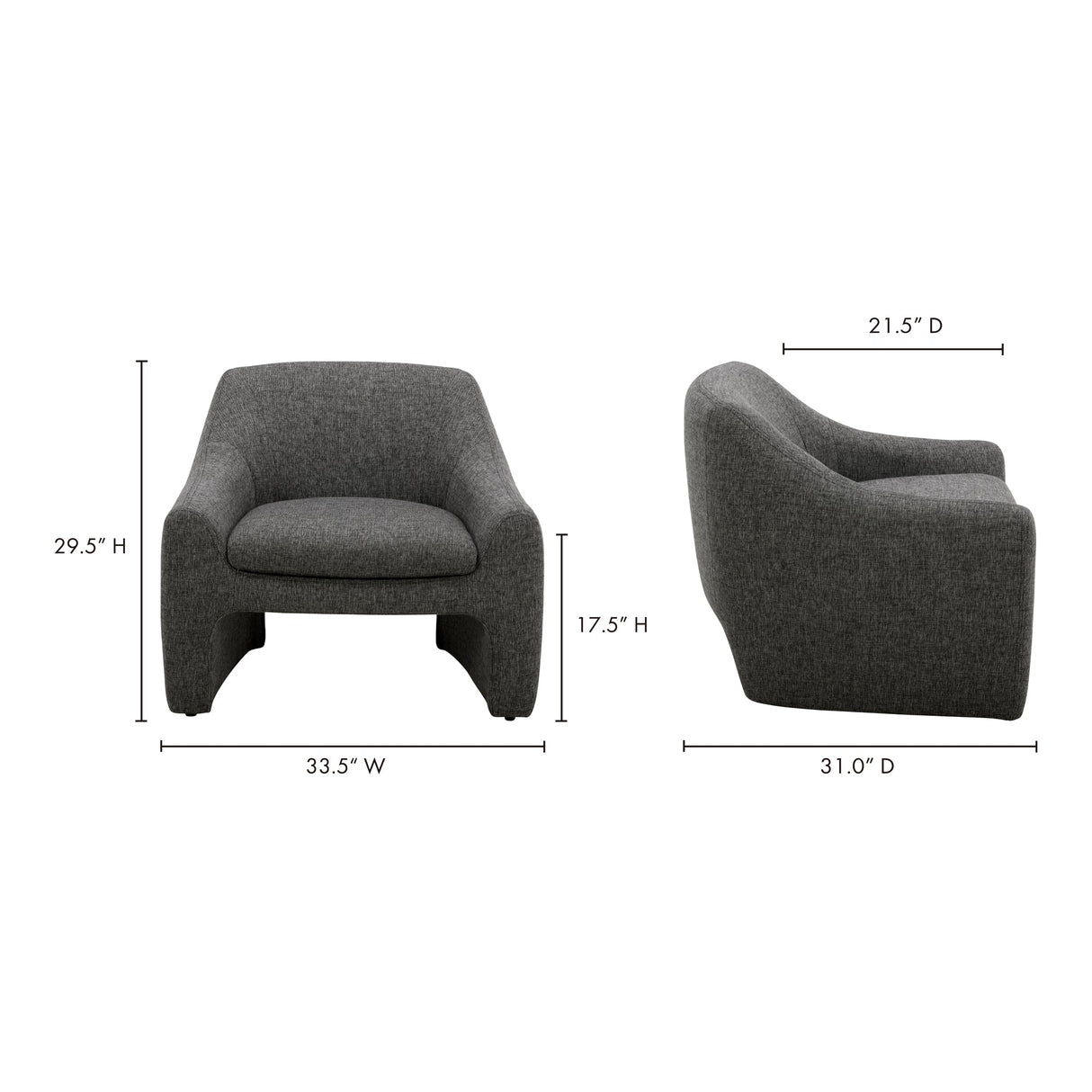 Kenzie Shadowed Grey Accent Chair by MOES at Eve Furniture