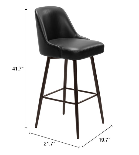 Keppel Black & Bronze Swivel Barstool by Zuomod at Eve Furniture