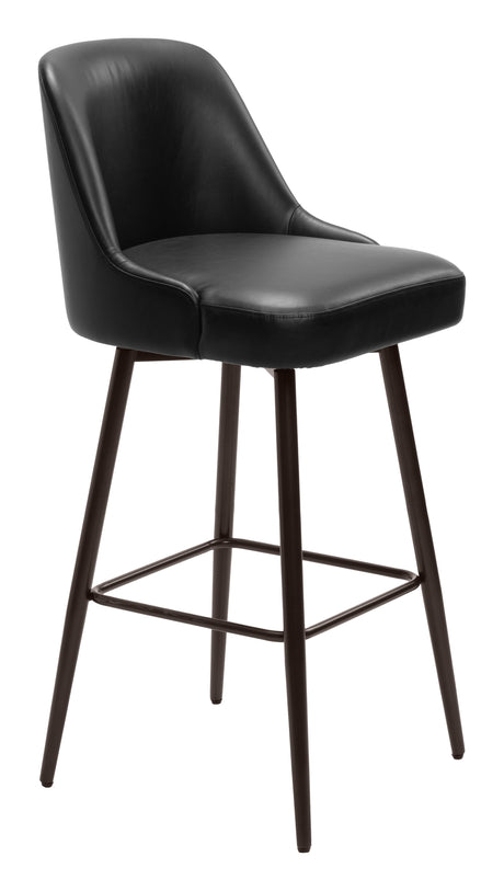 Keppel Black & Bronze Swivel Barstool by Zuomod at Eve Furniture