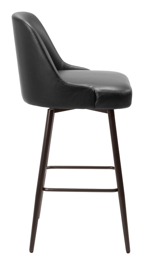 Keppel Black & Bronze Swivel Barstool by Zuomod at Eve Furniture