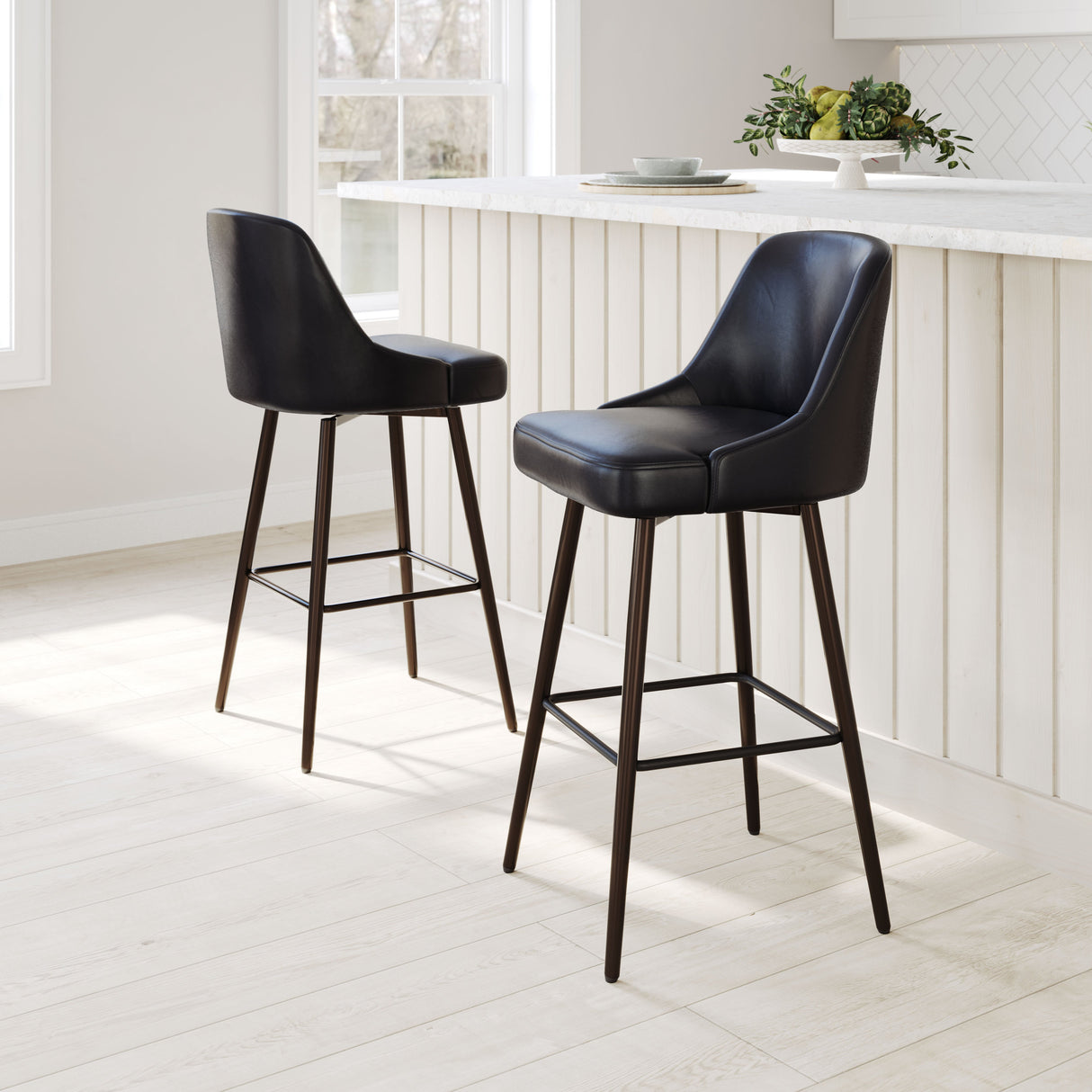 Keppel Black & Bronze Swivel Barstool by Zuomod at Eve Furniture