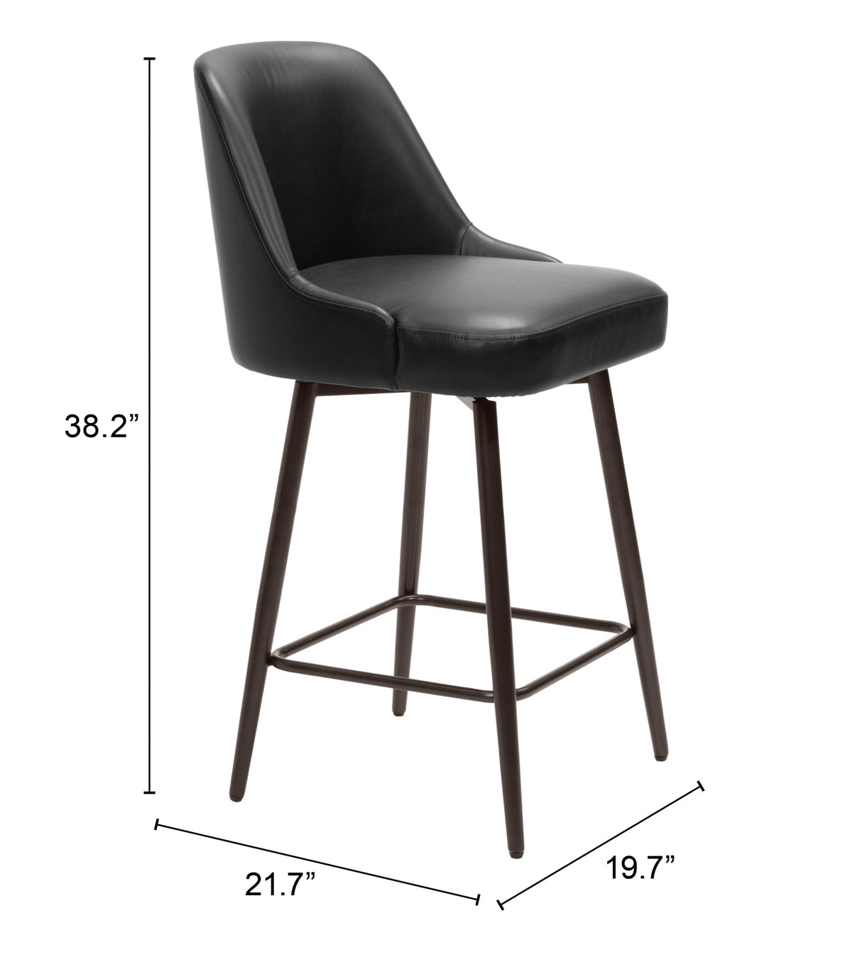 Keppel Black & Bronze Swivel Counter Stool by Zuomod at Eve Furniture