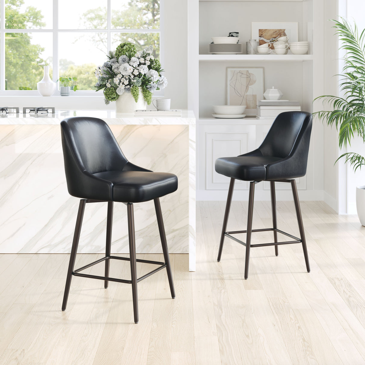 Keppel Black & Bronze Swivel Counter Stool by Zuomod at Eve Furniture